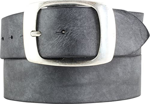 BELTINGER Gürtel aus weichem Vollrindleder Used-Look 5 cm mit Doppel-Schnalle | Jeans-Gürtel für Herren 50mm | Ledergürtel Vintage-Look | Schwarz 130cm