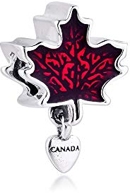 SANHUA Charms 925 Sterling Silber Canada Maple Leaf Argent Charms Beads Für Frauen Mom Girl Wife DIY Schmuck, Kompatibel Mit Allen Europäischen Armbändern