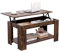 BESTWANTED Hubtisch, Couchtisch aus Holz, mit verstecktem Ablagefach und separatem Regal, rechteckiger Mitteltisch für Wohnzimmer (braun)