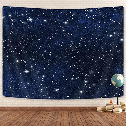GOAOK Wandteppich für den Weltraum, Galaxie, dunkelblau, Sternenhimmel, Sterne, Wandteppich, Mond, klein, 152.4x101.6 cm, Fantasie, Kosmisch, Universum, Decke, Schlafsaal