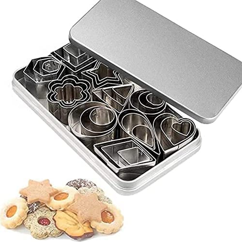 Mini-Ausstechformen-Set – 30 kleine Formen zum Ausstechen von Gebäckteig, Kuchenkruste und Obst – winzige Edelstahl-Metallstempel, Sternblume, rundes Herz, ovale Regentropfen, geometrische Formen