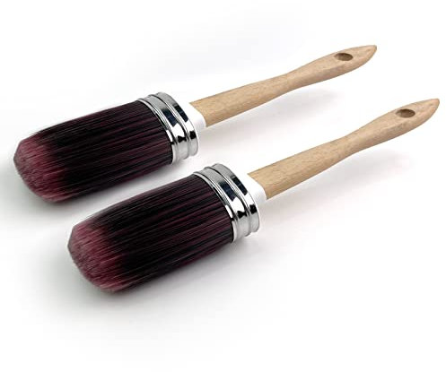 Chopand Chalk Paint Brush Set for Walls Furniture 2 Pcs, 10#, 1.8 Oval Round Brush Wax Latex Natural Bristles