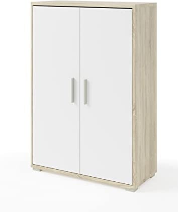 möbelando Aktenschrank Clermont in Sonoma/Eiche mit Absatz weiß mit 2 Türen und 3 Fächern. Abmessungen (BxHxT) 79,1x114x35 cm