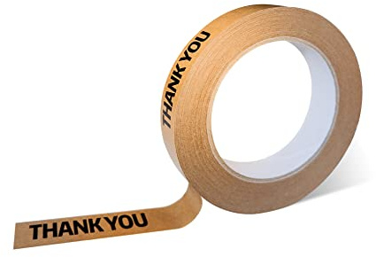 Arvakr Thank You Tape, Designer Brown Sealing Tape for Small Business, Stick Shopping Bag or Box of Bakes, Coffees, Gifts, Newspapers, Flower Arrangements and Takeout, Thank You