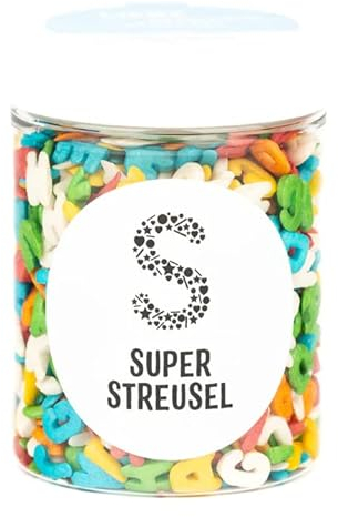 Super Streusel Buchstabensalat Essbare Einschulung Deko zum Schulanfang 60g Essbare Buchstaben für Torte als Kuchendeko Schulanfang | Zuckerdekor Einschulung Streusel Einschulung Kuchen Deko Essbar