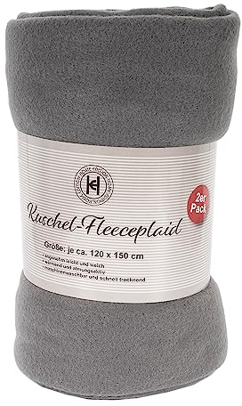 INDA-Exclusiv 2er Set Hochwertige Kuscheldecke Wolldecke Wohndecke Sofadecke Couchdecke Decke 120x150cm, Farben:Anthrazit