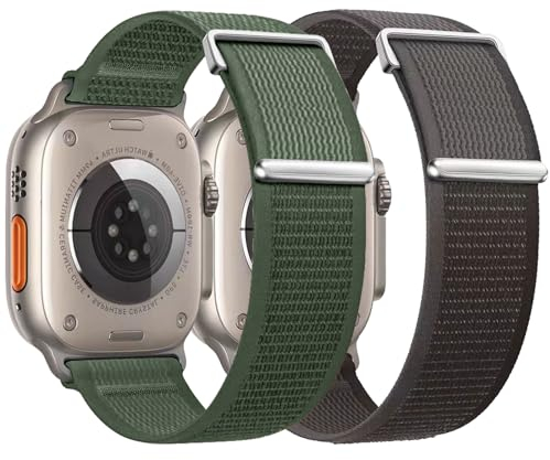 Towsnails 2 Stück Sportband kompatibel mit 49mm 45mm 44mm 42mm 40mm 41mm 38mm,weiche Nylon Trail Loop Armband verstellbare Armbänder für Serie 9 Ultra/Ultra 2 8 7 6 5 4 SE