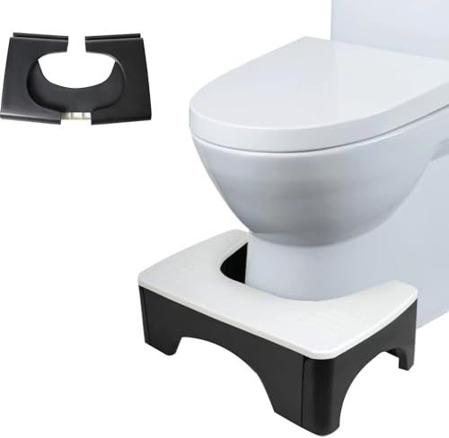 EASACE 17,8 cm WC-Hocker, zusammenklappbarer Badezimmerhocker für Toilette, Kniebeugen-Toilettenhocker, Badezimmer-Töpfchenhocker, zusammenklappbar für einfache Lagerung, Tritthocker für Erwachsene