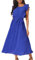 Seta T Robe mi-Longue décontractée pour Femmes, à Volants, sans Manches, col Rond, plissée, Fluide, ceinturée Bleu Royal S