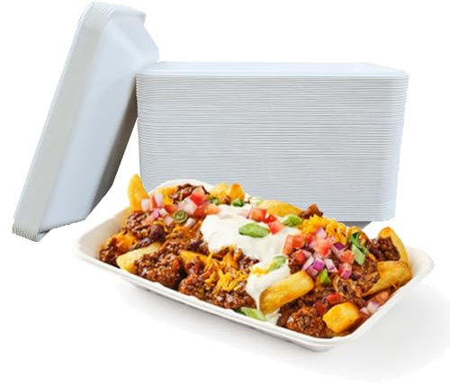 Bag Market | Large Bagasse Chip Food Tray - 222 x 133 x 38mm | Compostable, Biodegradable, C3 (50)