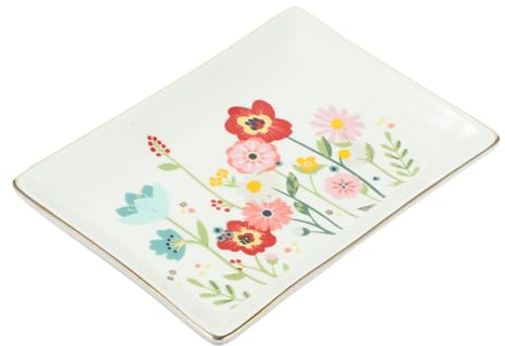 IMIKEYA Plateau De Rangement De Bijoux En Céramique Plateau De Service En Porcelaine Plateau De Service Rectangulaire Assiette à Gâteau Apéritif Anneau Décoratif Épicerie Fine