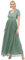 Maya Deluxe Damen-Maxikleid mit V-Ausschnitt, verziert, V-Ausschnitt, kurze Ärmel, Empire-Taille, Abschlussball, Abschlussfeier, Brautjungfer, Hochzeitsgast, tiefes Mint, Größe 20, Tiefes Minzgrün, 46