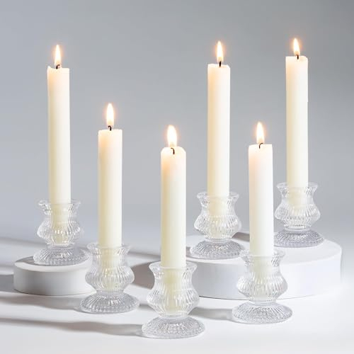 Romadedi Chandelier Bougeoir Verre Transparent - Lot de 10 Petite Bougeoir Decoratif Mariage Noel Decoration Maison, Supports pour Bougies Coniques Centre de Table Salon Chambre