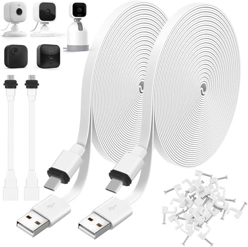 Uogw 2Pack 25FT Power Cable for Blink Mini, Outdoor, XT3/XT2/XT - Extension Cable for Continuous Charging