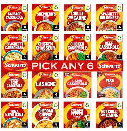 Schwartz Variety Recipe Mix Bundle - Customize Your Cooking Adventure with Any 6 Flavours - Enhance Your Culinary Creations with Authentic Seasonings - Perfect for Home Cooks and Food Enthusiasts