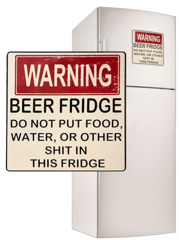 Warning Beer Fridge Magnet Funny Warning Sign Beer Stickers Magnet Stickers Do Not Put Food,Water,or Other in This Fridge As a home bar decoration Refrigerator Magnets Kitchen Accessories (Beige)