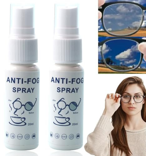 2PCS Anti Fog Spray for Glasses,Anti Mist Spray for Glasses,Anti Fog Spray for Swimming Goggles,Anti Fog Spray for Car Windows,Cleaner Defogger for Goggles,Car Windscreen Demister Spray,Anti Fog Car