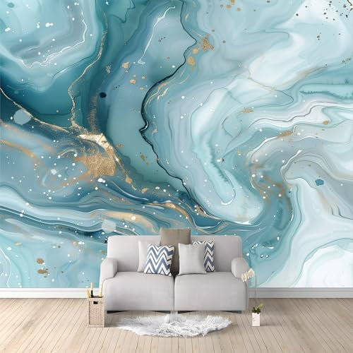 Fototapete Vlies Tapete Marmor Malachit 400x280 cm 3D Effekt Wandbild Vlies Wandtapete Moderne Wohnzimmer Mural Schlafzimmer Kinderzimmer TV Hintergrund Wand Dekora