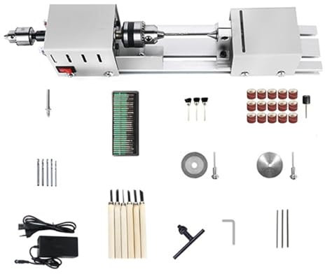 Tour à bois, Mini tour en bois tour Machine for le meulage du bois perles de polissage outil rotatif bouddha perle tour petit tour à bois,Outils de tour(4880W 6 Speed+Light)