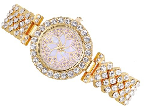 DEARMAMY 2piezas Reloj De Pulsera Elegante para Mujer Diseño De Rhinestones para Ocasiones Especiales y Uso Diario Pulsera Estilo Chic y Delicado