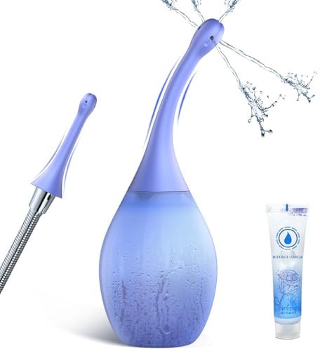Analdusche für Analverkehr Klistier Intimdusche für Damen - 300ml Silikon Analdusche für Mann Frau mit Biegbarer Einlauf Duschdüse, Anti-Rückfluss Vaginaldusche Irrigator zur Darmspülung Analspülung