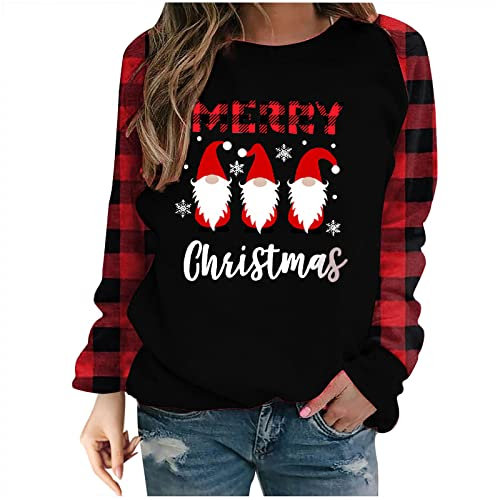 Damen Langarm Sweatshirt Mit Rundhalsausschnitt Und Weihnachtsdruck, Weihnachten Pullover Lustige Grafik, Sweater Ugly Christmas, Weihnachtspullover Elegant Schick Lockeres Lässiges Oberteil