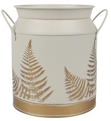 PHILPETY Gold-Milchkanne im Shabby-Chic-Stil, mit Blattmuster, verzinkte Oberfläche, Metallvase, rustikales Glas, primitiver, dekorativer Blumenhalter, 18,5 cm hoch