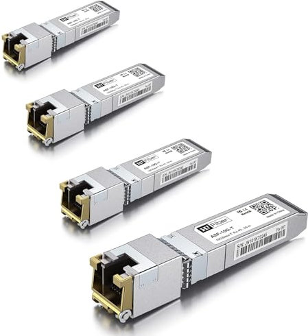 4pack, 10GBASE-T SFP+ Transceiver 80 mètres,SFP+ vers RJ45,10G SFP+ vers Module Ethernet Compatible avec Cisco SFP-10G-T-S,MA-SFP-10GB-T,Ubiquiti UniFi UF-RJ45-10G,Mikrotik S+RJ10,Netgear AXM765...