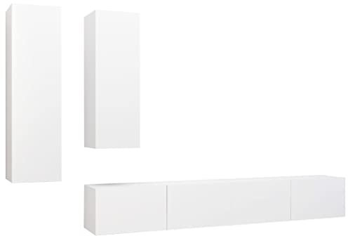 Hovothy TV-Schränke 4 STK. Wandschränke Fernsehschrank Schrankset TV-Konsole Modernen TV-Möbel für Wohnzimmer oder Schlafzimmer Medienschrank Elegantes und Klassisches Design Weiß