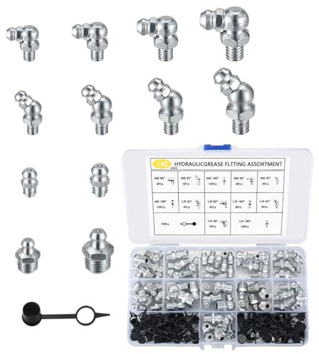 70 Pcs Kit Assortiment de Graisseurs, Graisseurs hydraulique en Acier Inoxydable, Ensemble de Graisseurs Coniques, Graisseurs coudés 45°, 90° pour Presses à Graisse, M6 M8 1/4 1/8