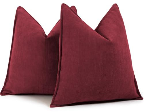ZWJD Burgunder Kissenbezug 50x50 2er Set Chenille Kissenbezüge Sofakissen Kissenhüllen mit elegantem Design, weiche und luxuriöse dekorative Dekokissen für Couch, Bett und Heimdekoration