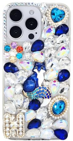 Ymyhyuxi Cases for iPhone X Case Bling Diamond 3D Luxury Sparkle Glitter Crystal Rhinestone Fox Cover (Blue)