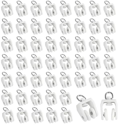 80 PcsCurtain Track Rollers, Plastic Curtain Hooks for Tracks, Ceiling Curtain Track Hooks, 11mm Flexible Bendable Curtains Rail Gliders with Hooks, White Curtains Gliders for Window Shower