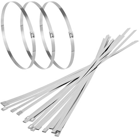 QWORK® 20 pezzi Fascette Metalliche Autobloccante 500 * 7.9mm in Acciaio Inox 304 - Carico Fino a 120 kg, Resistenza alla Corrosione
