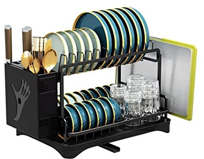 bingomiynhg Organizador de encimera de Cocina, escurridor de Platos, Soporte para Cuencos, Estante de Secado sobre el Fregadero, Organizador de Cubiertos de Cocina, escurridor de 2 Niveles, so