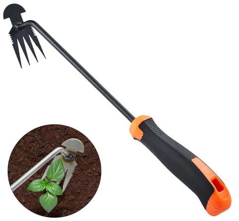 Weed Puller Tool, Rubber Handle Garden Manual Weeder Tool, Portable Manganese Steel Weeding Tools, For Hand Weeder Puller for Vegetable Gardening Backyard Farm Planting & Uprooting Weeding Tool