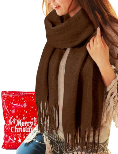 heekpek Schal Damen Winter Halstuch Kuschelig Chunky Großer Frauen Dicker Schal Tücher Pashminas Wraps, Braun