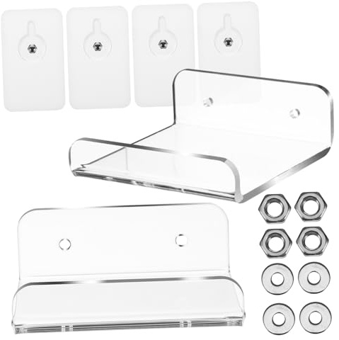 Zerodeko 2 Stück Wandregal U Form aus Transparente Schwebende Regale ohne Bohren Platzsparendes Wanddekor für Badezimmer Wohnzimmer und Kleine Räume