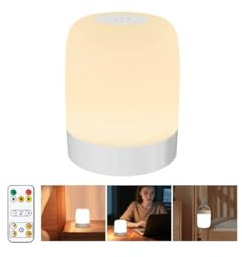 Stilllicht Dimmbar, Nachtlicht Kinder Akku Kabellos mit 3600mAh, LED Dimmbare Nachttischlampe mit 3 Farben, Nachtlicht Baby Timer und Touch Fernbedienung, Nachtlampe für Wickeltisch Schlafzimmer