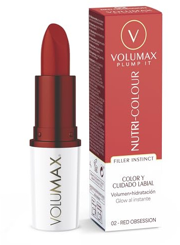 Volumax Plump It Nutri-Colour | Anti-Aging Lippenpflege mit Straffungseffekt | Farbe, Volumen und klinische Pflege in einem Schritt | Farbe RED OBSESSION 02 | 4 g