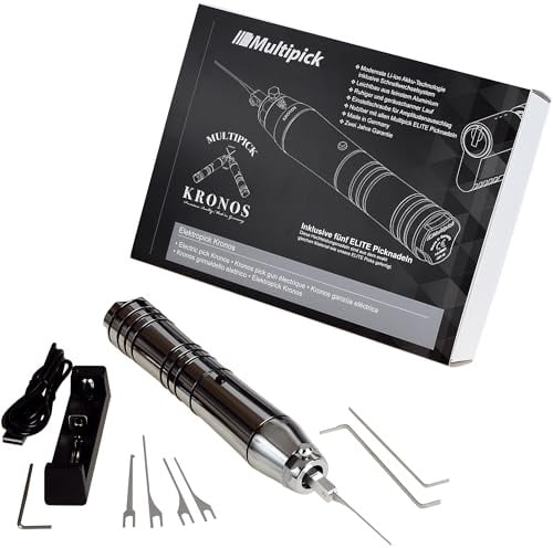 MULTIPICK Kronos Elektropick - [Made in Germany] Elektrischer Picker - Lockpicking elektrisch - Elektro lock pick gun - Multipicker Set für viele Schlösser - Electric Multitool Kit - Schlossöffner