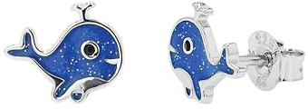 Prinzessin Lillifee Ohrstecker für Mädchen, Sterling Silber 925, mit Zirkonia, 7 mm, silber, Wal, Kinderschmuck, Geschenkidee, kommt in Schmuck Geschenk Box, 2101021