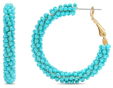 Boho Ohrringe hängend für Damen,Creolenohrring Reisperlen Leichte Ohrringe Eleganter Hingucker für Frauen Modischer Schmuck