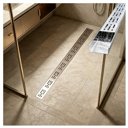 ZHZHXR Caniveau Linéaire Rectangulaire en Acier Inoxydable Grille Bonde Douche Caniveau Drainage Extérieur pour Cours Intérieures, Jardins, Salles Bain, Facile Nettoyer(100x3.5x3cm)
