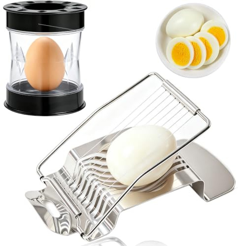 2PCS Egg Slicer for Boiled Eggs, Egg Peeler for Hard Boiled Eggs for Home | Manually Shake Shell Peeler and Egg Slicer, Quickly Eggs Shell Remover, Manual Eggs Slicer Cutting, Practical Kitchen Tools