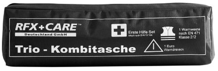 RFX + Care EH0010 TRIO Kombitasche schwarz, Erste Hilfe nach DIN 13164 + Warndreieck ECE + Warnweste EN 471 - Nicht mehr hergestellt