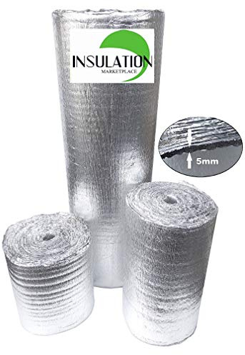 SmartSHIELD -5mm 16''X50ft Reflective Insulation Roll, Foam Core Radiant Barrier, Heat-Cold Shield, Thermal Foil Insulation - Pure Aluminum