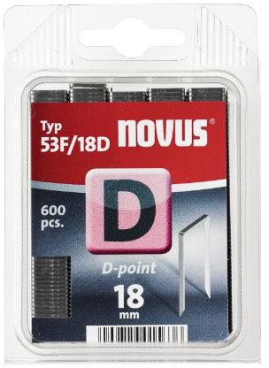 Novus Flachdrahtklammern 18 mm, D-Spitze, 600 Klammern, Typ 53 F/18D , Paneel-Klammern für erhöhten Auszugswiderstand