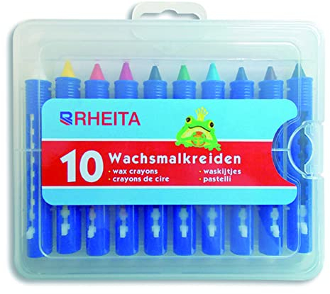 Rheita 10 Wachsmalkreiden wasserfest. Ideal für die Schule oder zu Hause zum spielen und malen.