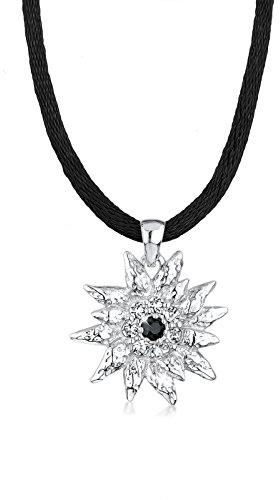 Elli Halskette Damen Anhänger Edelweiss mit Kristallen in 925 Sterling Silber